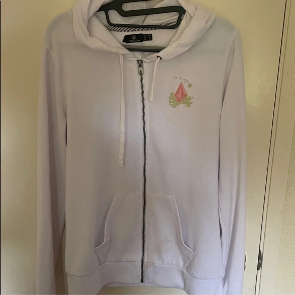 Volcom White Hoodie with Pink Tropical Graphic - Picture 4 of 5